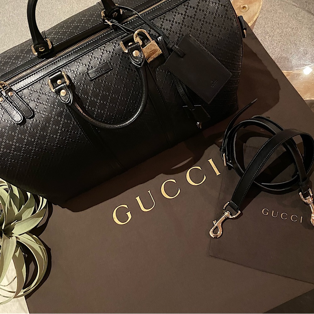 🔥Gucci Diamanté Leather Duffle